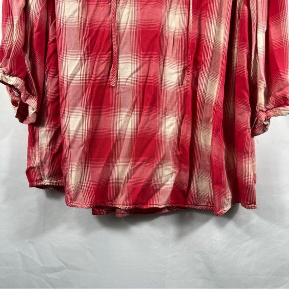 Torrid Popover Shirt Red Plaid Country Farmhouse Blouse 0664 - Picture 3 of 9